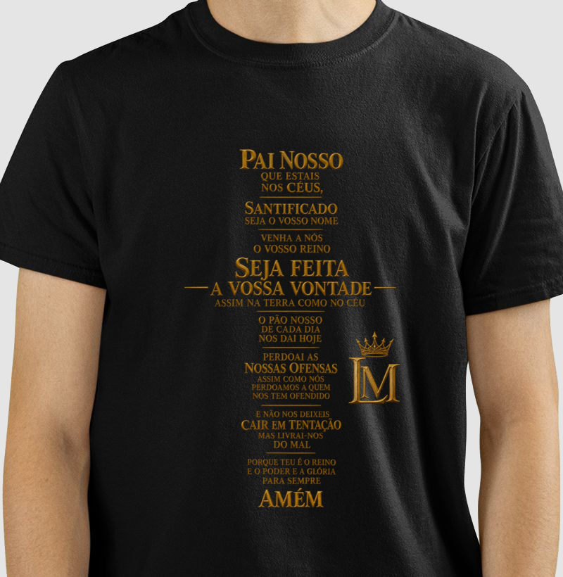 Camiseta Lemuel Mieli com a oração Pai Nosso em português, segunda versão